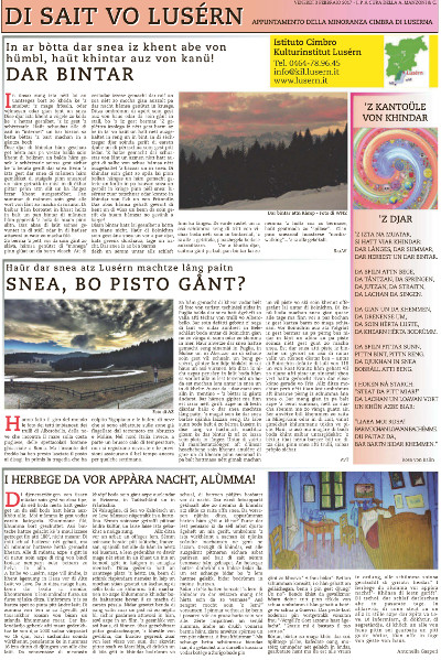 La pagina dedicata alla Lingua Cimbra di Luserna sul quotidiano locale Trentino