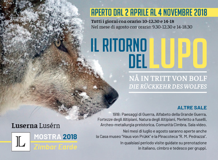 Mostra 2018 del Centro Dcomuntazione di Luserna: Il ritorno del lupo