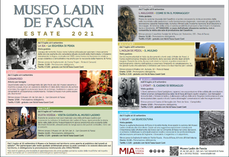 Programma attivit estiva del Museo Ladino di Fassa - anno 2021