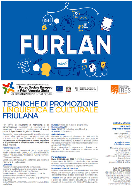 Corso Tecniche di promozione linguistica e culturale friulana