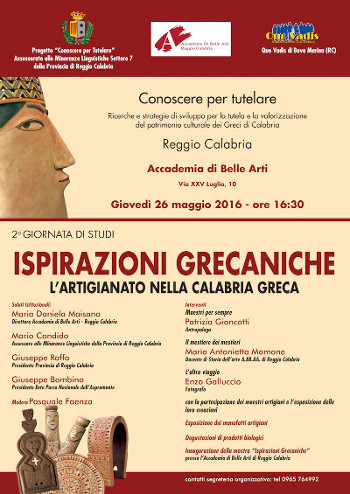 L'artigianato nella Calabria greca, convegno 26 maggio a Reggio Calabria