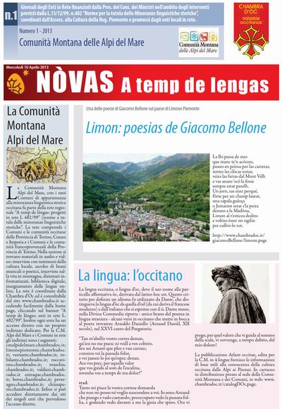 NVAS A temp de lengas, prima pagina