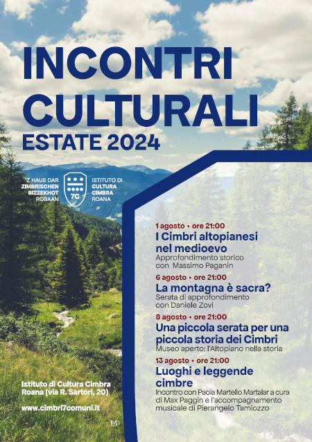Incontri culturali estate 2024 - Istituto Cimbro di Roana