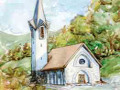 Dipinto raffigurante la Chiesa di San Francesco a Fierozzo/Vlarotz (Auserprg)