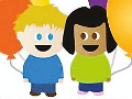 bambini con palloncini colorati