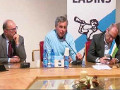 Il consigliere ladino Detomas con l'assessore Daldoss e Ugo Rossi a Pozza di Fassa (gennaio 2016)