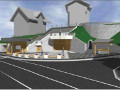Rendering del progetto per la nuova piazza ad Alba di Canazei (TN)